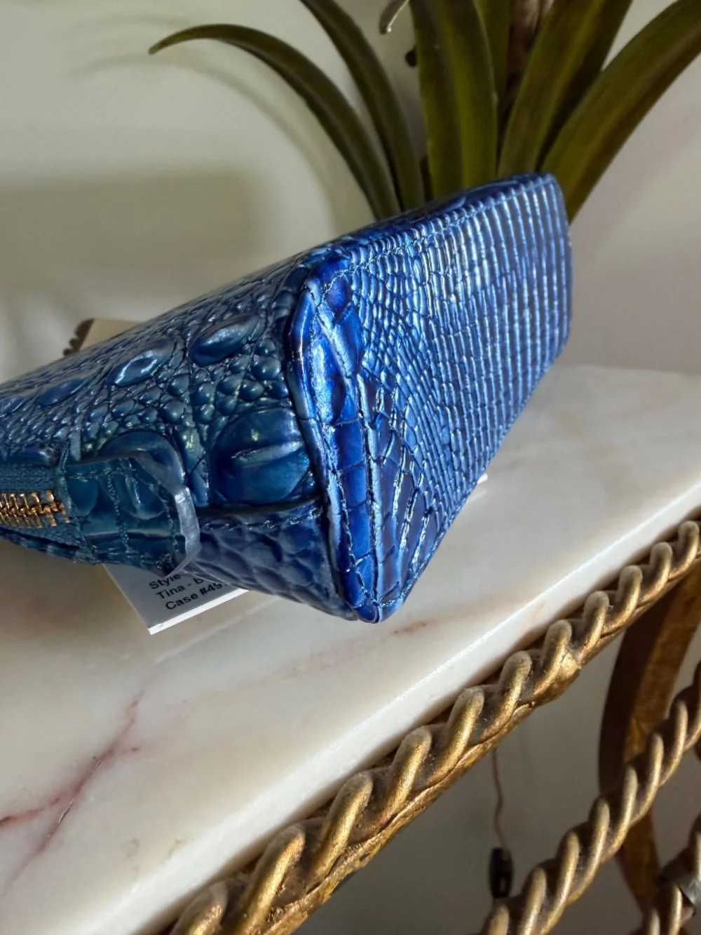 💙 Brahmin Sample 'Electric' Blue Tina Zippered Make Up Bag Pouch Clutch 💙 READ